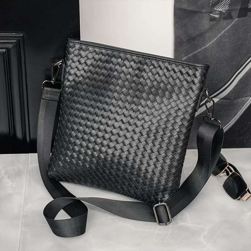 Cross Border Trendy Single Men S Crossbody Fashion Casual Handwoven Vertical Small Shoulder Ipad Storage Bag High Quality Luxury Bag