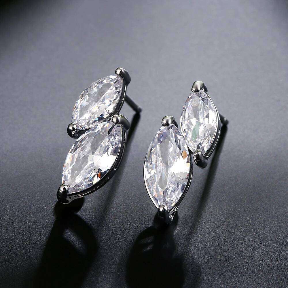 ZAKOL Simple Minimalist Ear Jewelry Accessories Shiny Clear Marquise Zirconia Stud Earrings for Women Girls