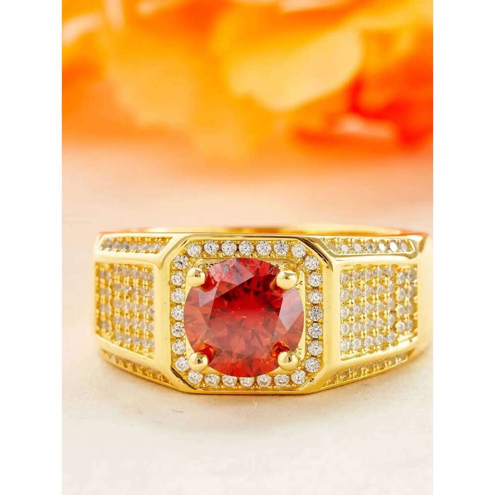 1CT 6.5mm Moissanite For Men Sterling Silver Platinum Plated Ring Lab Diamond Men's Rings Wedding Jewelry GRA Certificate 454