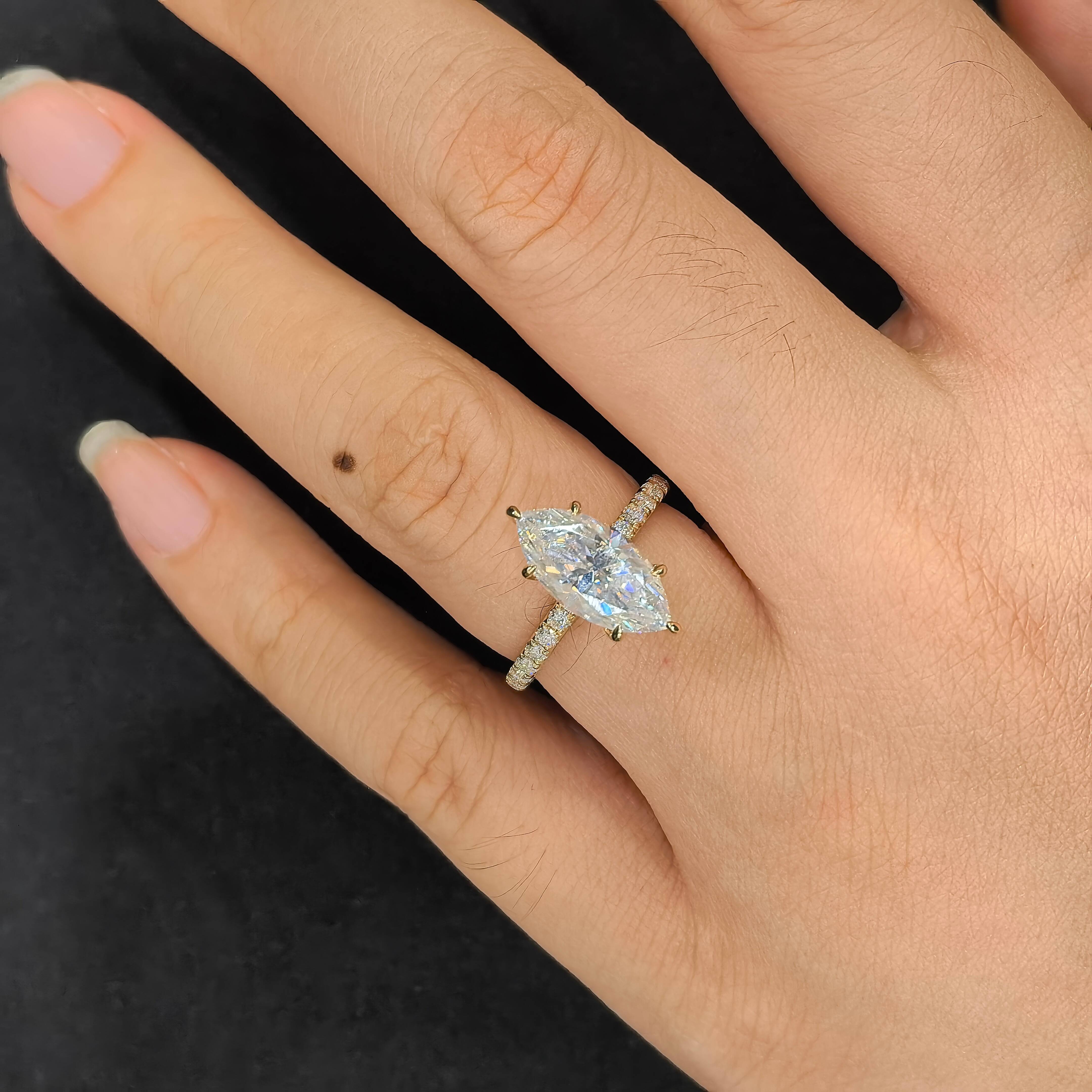 Customized Cvd Lab Grown Diamond Igi Certified Rings Solid Gold Engagement Ring Lab Grown Diamond Synthetic Diamond Ring