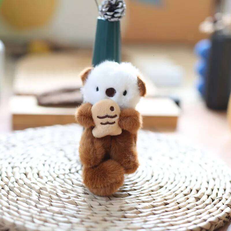 ZAKOL Cute Otters Holding Fish Plush Keychain Backpack Keyrings Bag Key Wallet Pendant Wholesale