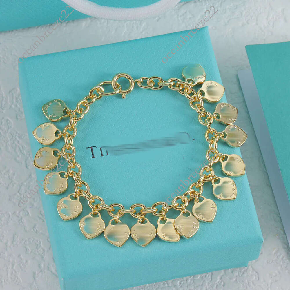 Tiffanyxx Jewlery and Tiffnaylies charm bracelets luxury jewelry for men women gold silver woman bracelet heart thick chain personality design shaped 76e