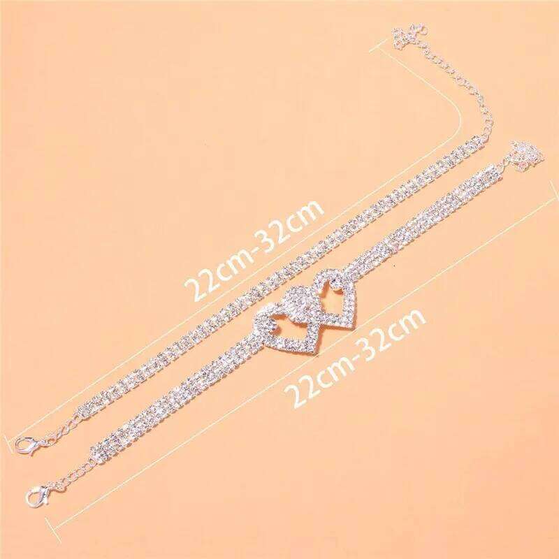 Adjustable Heart Shap Pendant Chain Women's Anklets Silver Gold Color Luxury Bracelet on Leg Accessories Party Fashion Jewelry