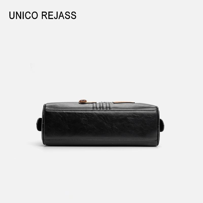 UNICO REJASS 2026 Spring/Summer New Fashionable Premium Texture Shoulder Bag Large Capacity Commuter Versatile Postman Bag Black Free Shipping