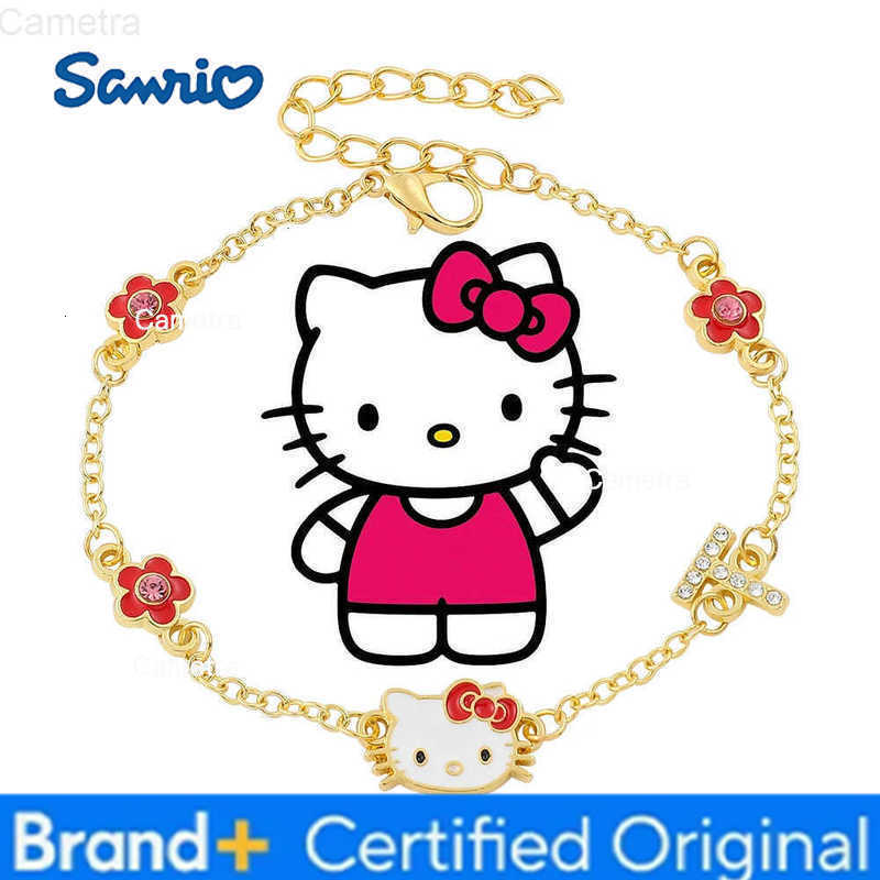 Sanrio Anime Hello Kitty Bracelet Cute Cartoon Figure Kitty White Metal Rhinestones Pendant Bracelet Kawaii Accessories H251229