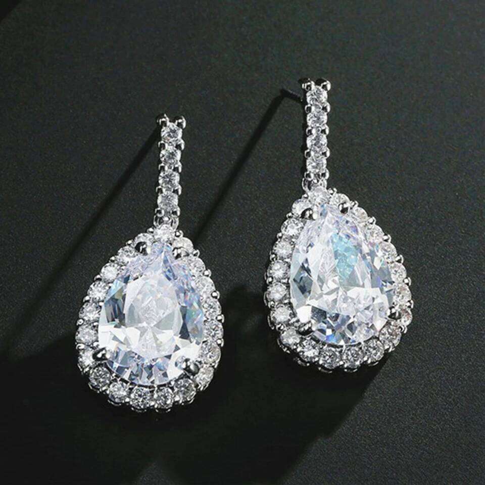 ZAKOL Brand Classic Water Drop Pear-shaped Cut Zircon Stud Earrings Shining Crystal CZ Bride's Earring Wedding Jewelry