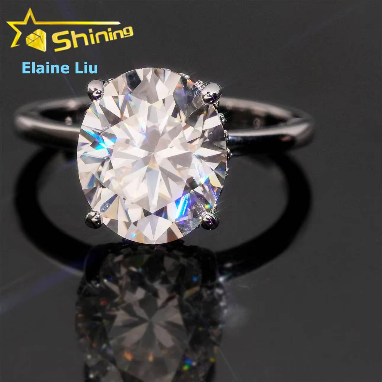 Luxury Fine Jewelry Sterling Silver 925 Custom VVS Moissanite Ring Moissanite Diamond Ring Engagement Ring