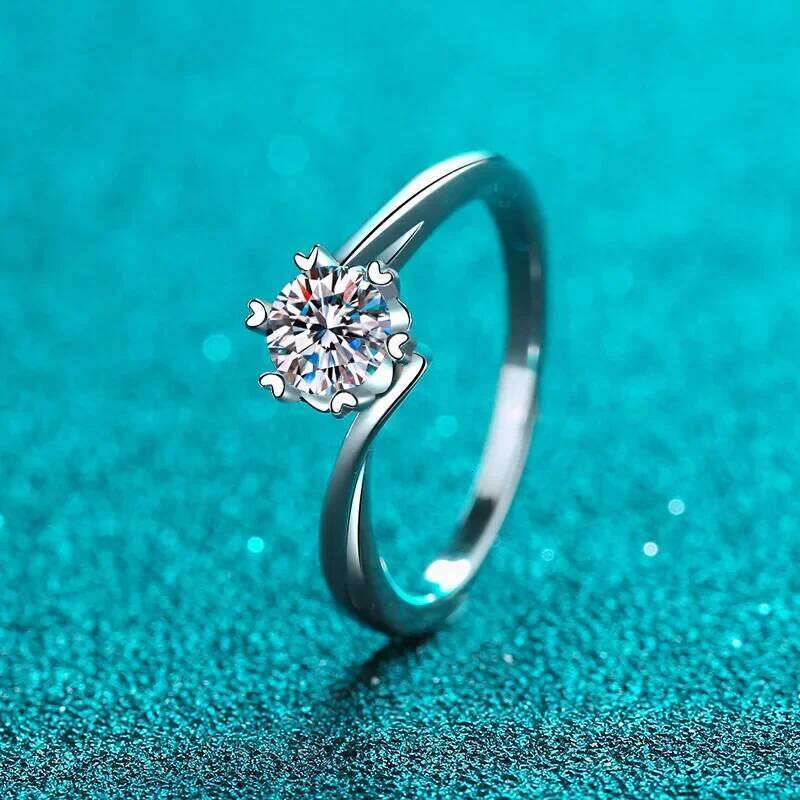 18K gold inlaid diamond ring, snowflake 0.3 Ct 0.5 Ct, PT950 platinum moissanite, fashionable and simple ring 87f
