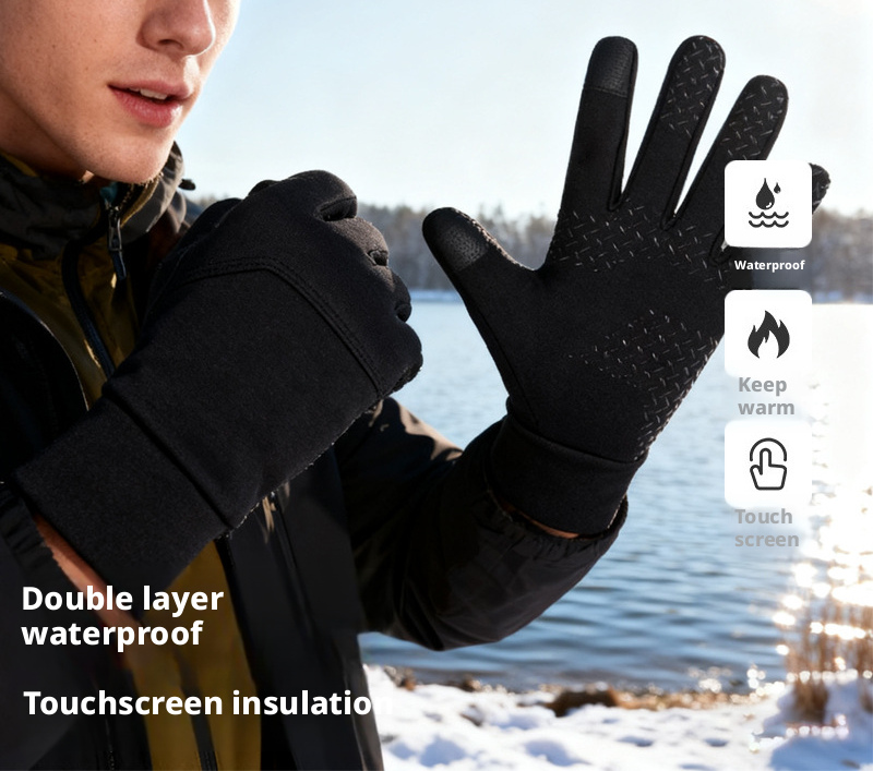 Gloves Touchscreen Ski Gloves - Water Resistant Anti-Slip Sports Gloves for Men Women, Warm Elastic Winter Gloves for Skiing Hiking Cycling WarmGL002