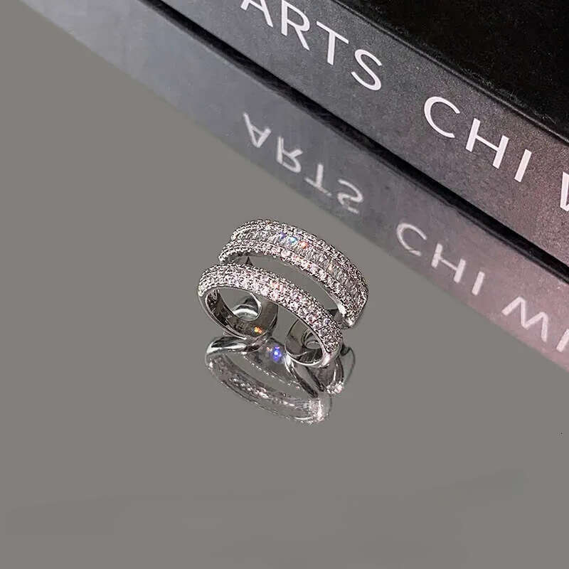 Designer Jewellery High Quality Double Layer Micro Pave Zirconia Stacking Ring for Versatile Wear Gift for Special Occasions Textured Elegant Accessor