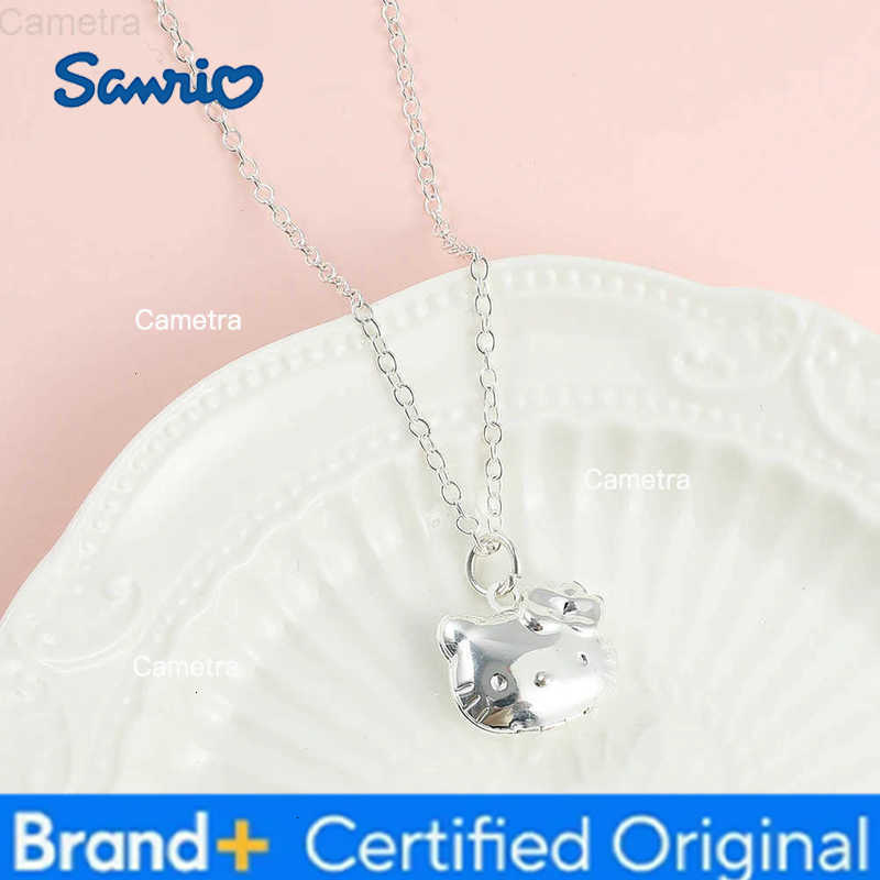 Sanrio Hello Kitty Necklace S925 Silver Color Openable Hello Kitty Pendant Neck Chain Anime Figure Toys Accessories Gifts H251229