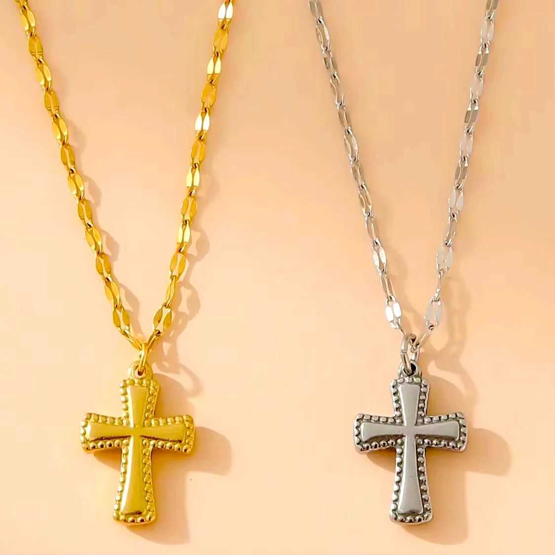 Cross Necklace For Women Stainless Steel 18K Gold Silver Chain Necklace Cross Pendant Charms Necklaces Jewelry Gift 2025 New Y251227
