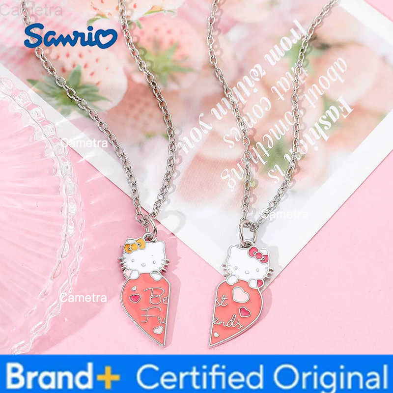 Sanrio Kawaii Anime Hello Kitty Necklace Cute Cartoon Heart-shaped KT Cat Pendant Neck Chian for Best Friend Accessories Gift H251229