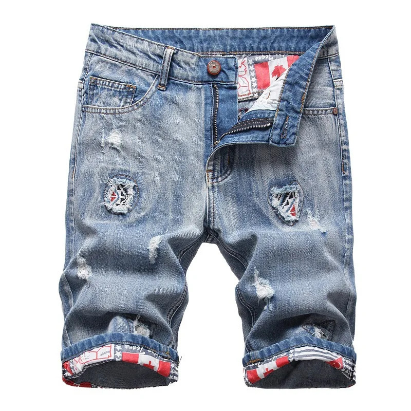 2025 mens denim shorts summer mens casual shorts High quality mens cotton straight leg jeans Ripped jeans shorts 42 251223