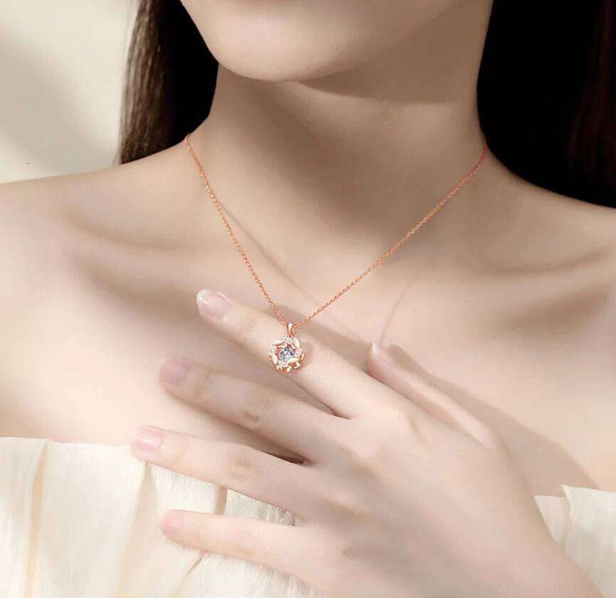 Moissanite Woman Pendant Sier For Women Chains Party Bridal Fine Jewelry 925sterling Silver Necklace cb0