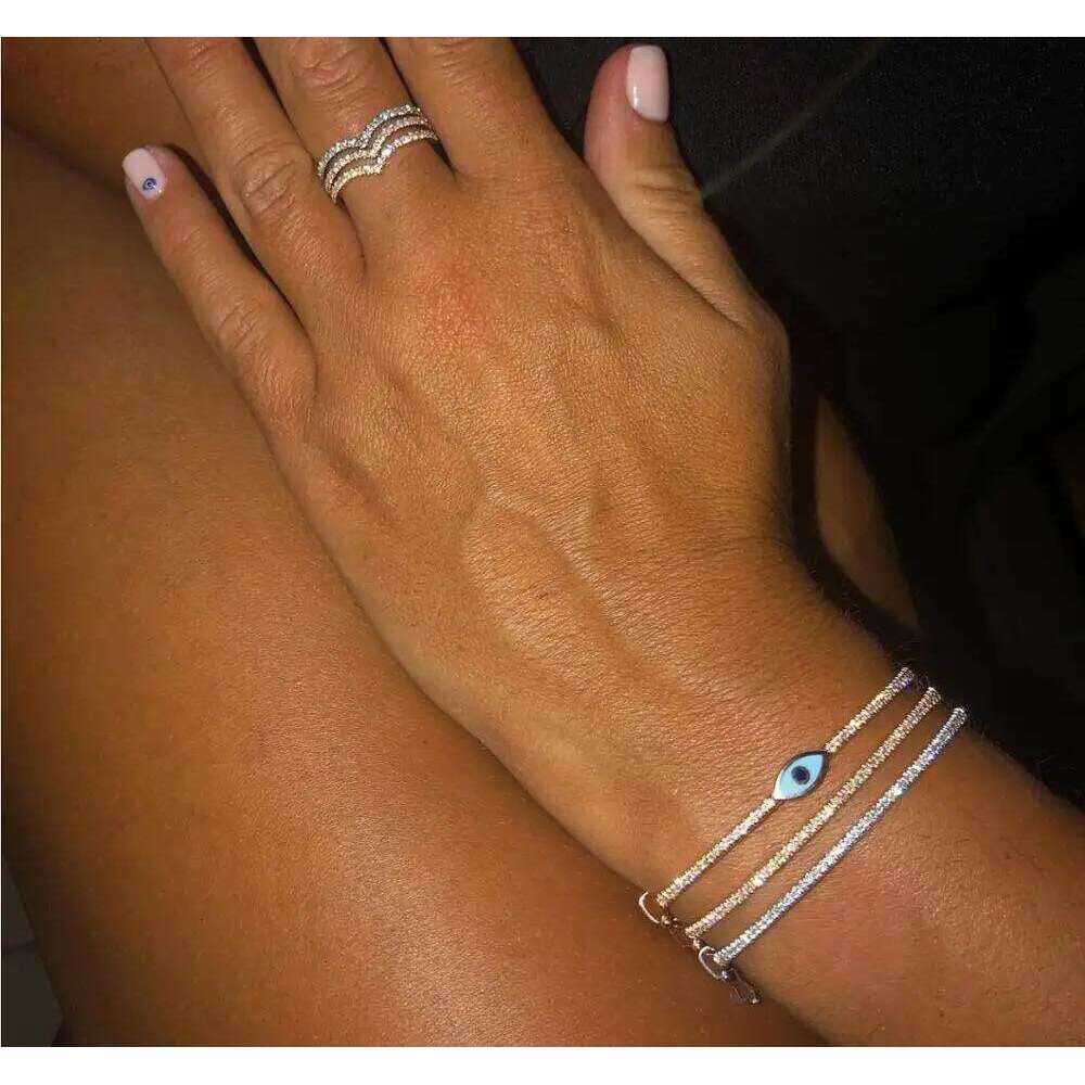 Rose Gold Color Enamel Bangle Bracelet for Women Bohemia Boho Lucky Turkish Evil Eye Jewelry Fashion Wholesal 25H1229