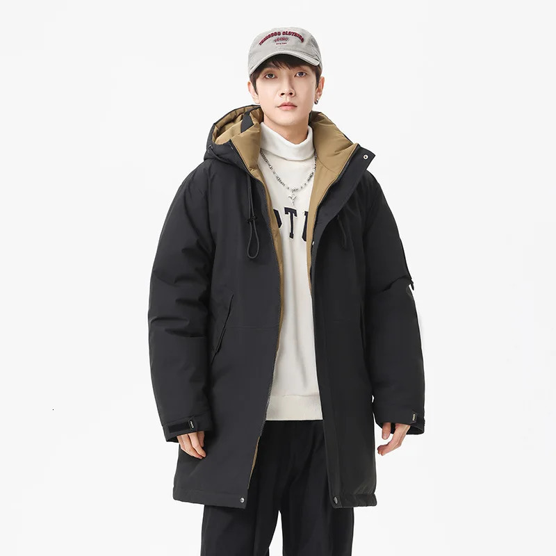 Winter style cotton coat for men 2025 snapclosed hooded jacket neutral midlength workwear 251226