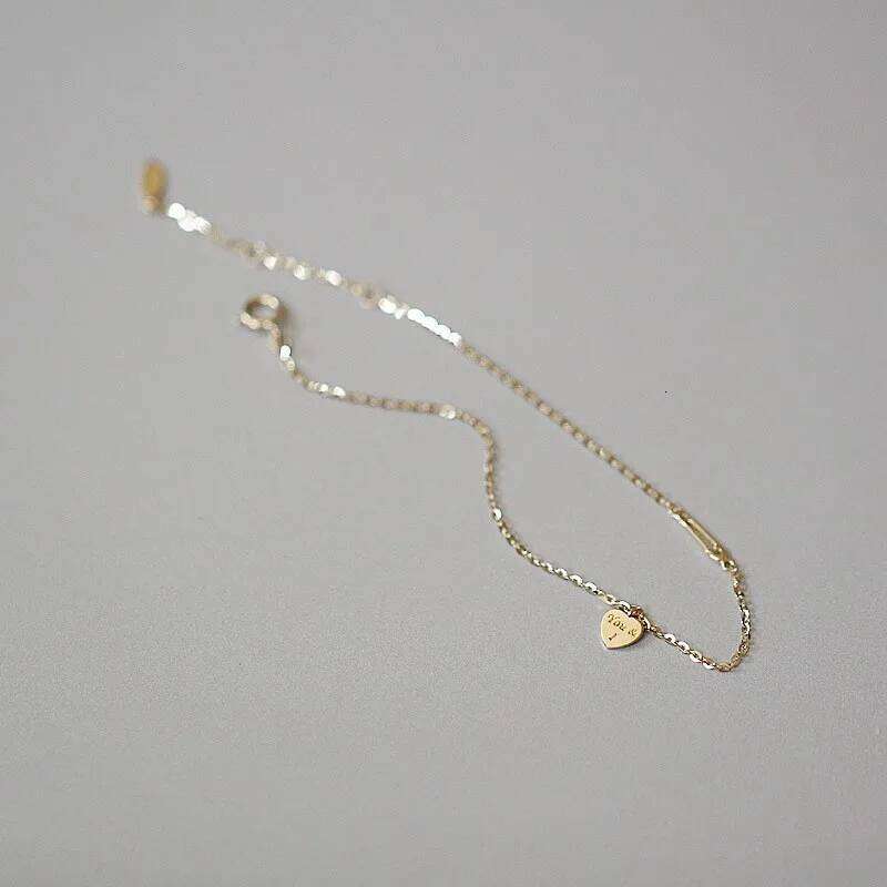 925 Sterling Silver Plated 14K Gold Temperament Simple Heart Bracelet for Women Girlfriend Valentine's Day Gift Jewelry 25H1229