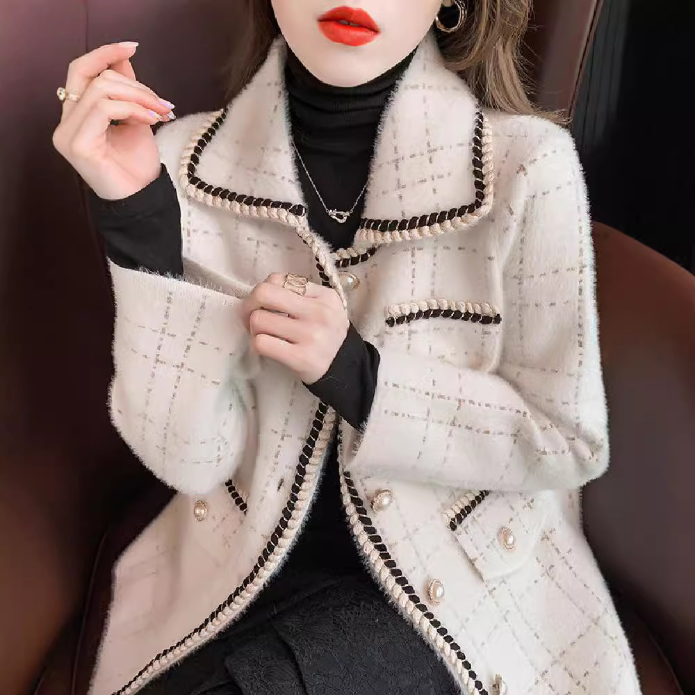 Fashtion French Style Socialite Elegant Jacket for Women Casual Versatile Autumn Winter Cardigan