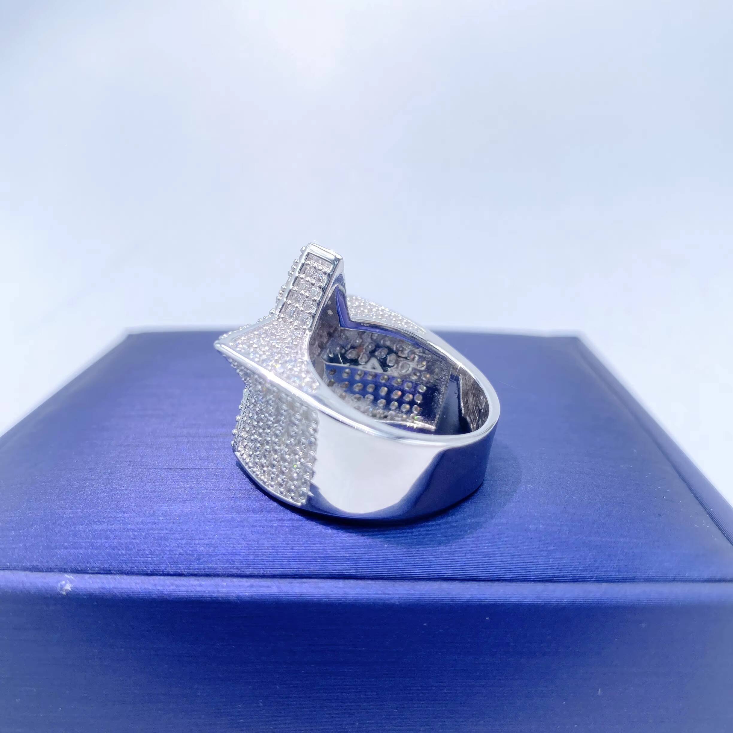 Iced Out Hip Hop Vvs Moissanite Diamond Men David Star Iced Out Star Ring