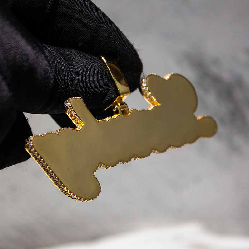 Custom Moissanite Pendant Name 925 Silver Yellow Gold Plated Fully Vvs Iced Out Hip Hop Moissanite Pendant