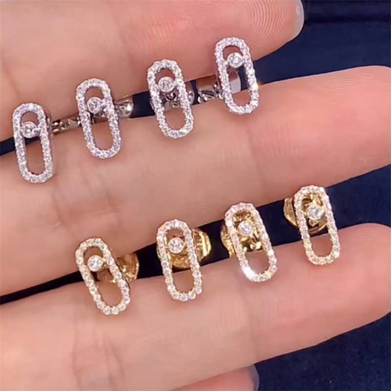Luxury Jewelry 925 Sterling Silver Zircon Women Diamond Earrings Sliding Earrings Simple Beautiful Small Size Wedding Accessories Engagement Gifts