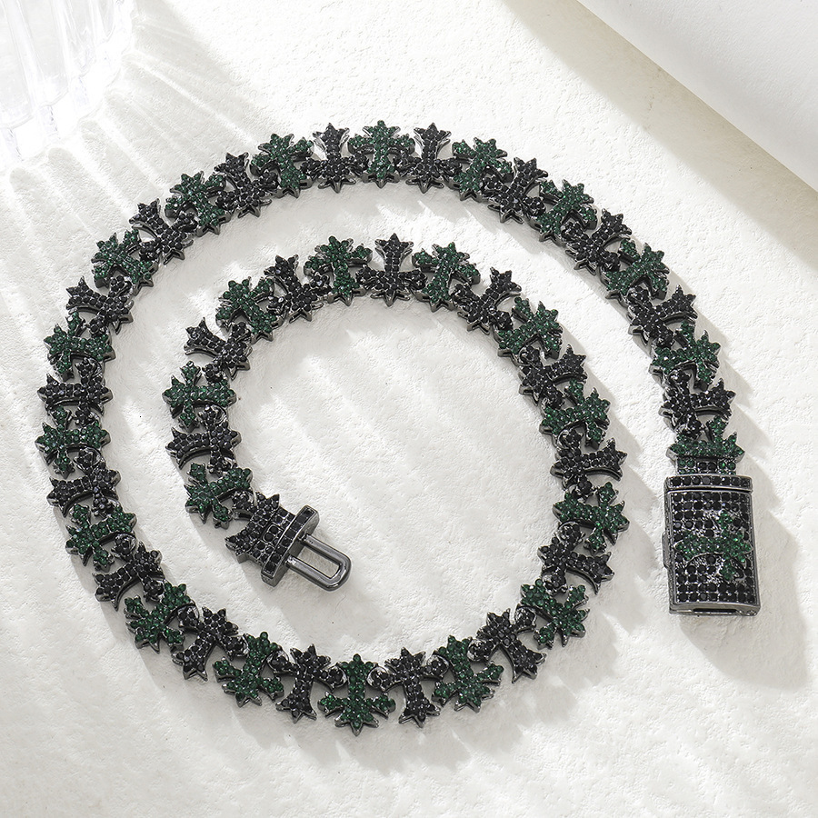 Luxury Brand Designer Jewelry European And American Hip-Hop Necklace Cross Maple Leaf Necklace Trendy Brand High-End Personality Men's Cuban Chai