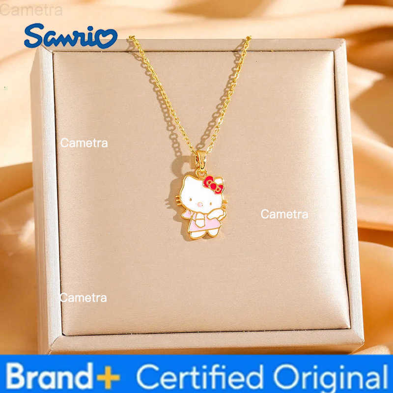 Sanrio Sweet Cartoon Cute Hello Kitty Angel Pendant Necklaces for Women Girls Lovely Stainless Steel Chain Jewelry Gift H251229