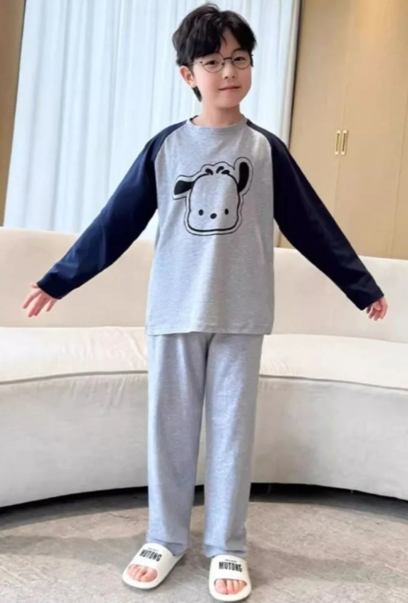 100 Cotton Boys Pajamas Spring Autumn Lightweight Long Sleeve Kids Homewear Set for Toddler Youth Air Conditioning Wear 251215