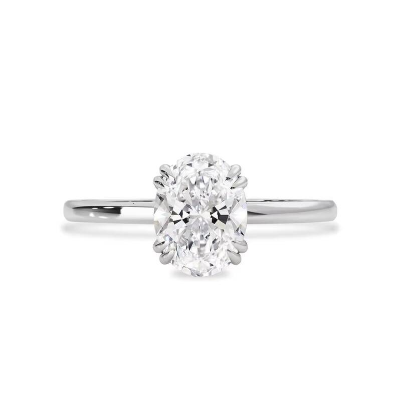 Custom 8 Prong Setting 1CT 2CT Oval Cut Diamond Rings 14K Real Gold IGI Certified Synthetic Diamond Ring