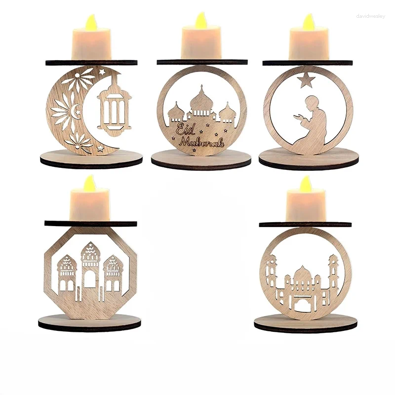 Candle Holders 5pcs Ramadan Handcrafted Wooden Pendants Religious Islamic Decor Contemporary Style Hanging Ornaments H260310