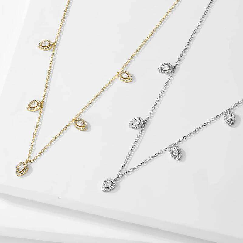 ZAKOL Water Drop Cubic Zirconia Pendant Choker Jewelry Sets for Women Girl Ins Trendy Gold Color Stud Earring Necklace Set Gift