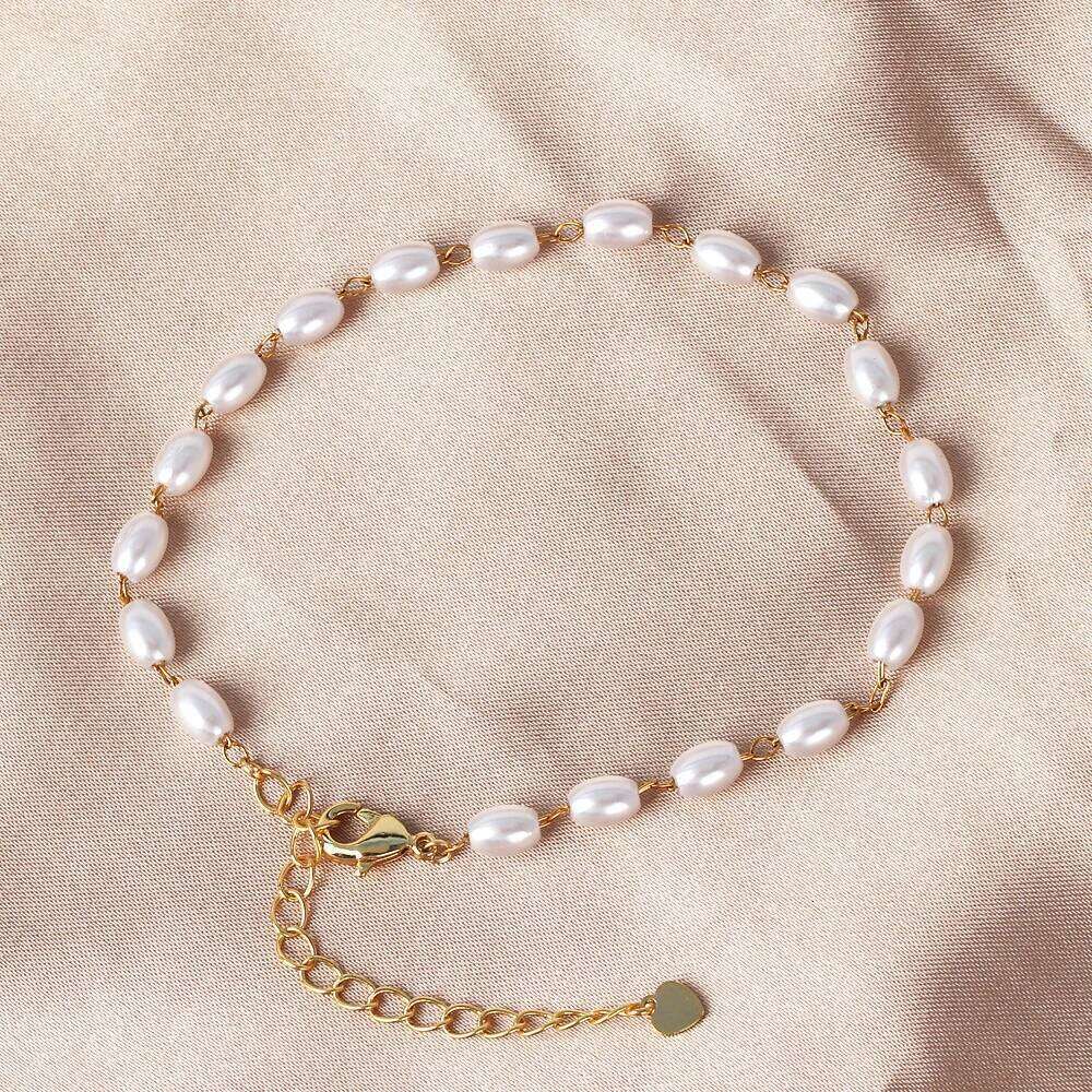 Korean White Pearl Chain Bracelets For Women Girls Elegant Stainless Steel Link Hand Charm Bracelet Jewelry Wedding Gifts 25H1229