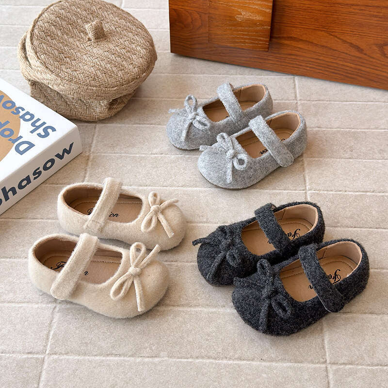 INS French Style Small Leather 2025 Spring and Autumn New Korean Version Girls' Felt Bow Princess Soft Sole Single Shoes