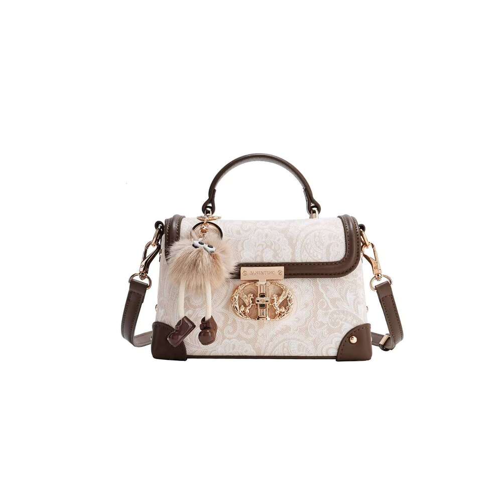 MACK JHARLES Chinese Style Printed Box for Women 2025 Autumn New High-end Color-blocking Small Square Bag