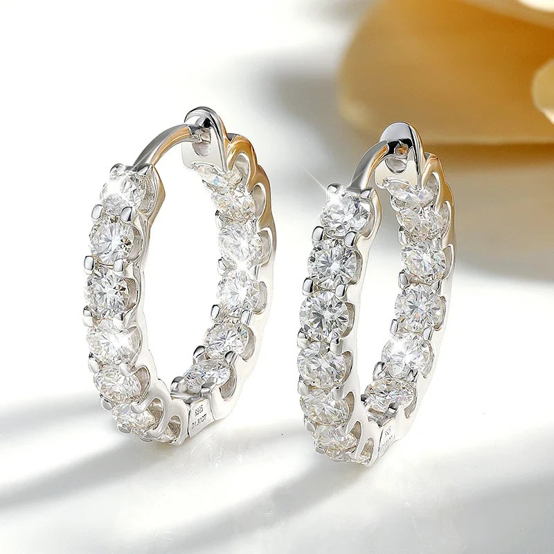 Hoop Earrings for Women 26ct D Color Sparkling Diamond with GRA s925 Sterling Sliver Plated 18k Gold Hip Hop Earring 251224