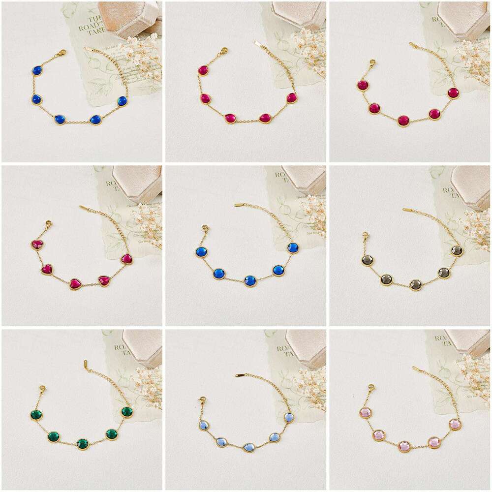 Bracelet For Women Fresh Literary Vintage Geometric Round Crystal Bracelet, European and American Hot-Selling Elegant Versatile Jewelry