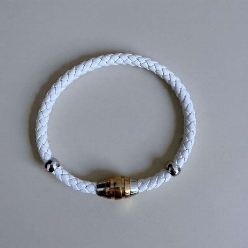 Cross-Border Stainless Steel Magnetic Round Braided Clasp Men's Personalized Bracelet Leather Cord