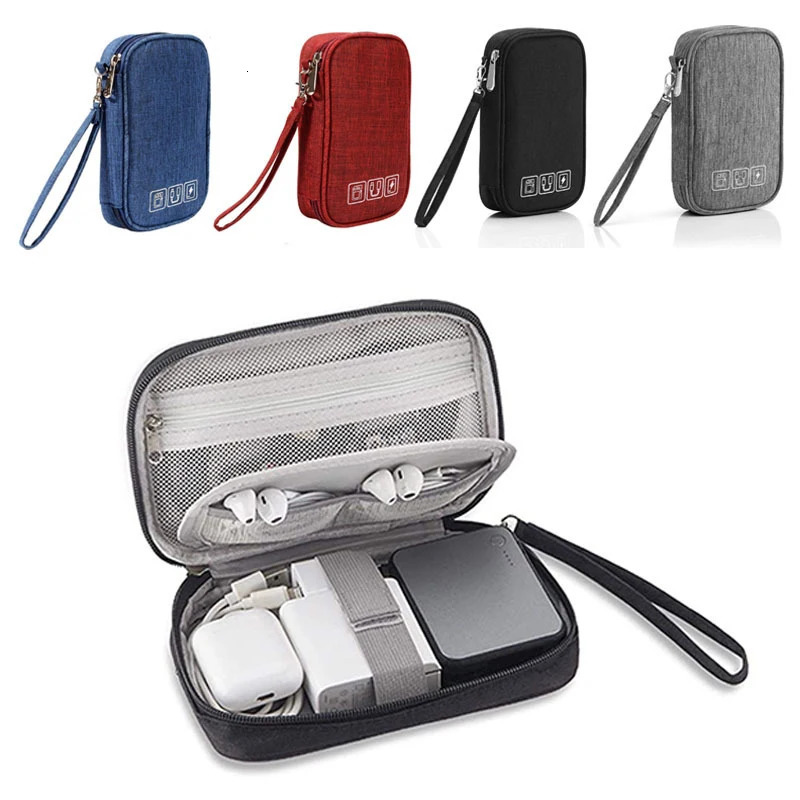 Data Cable Storage Bag Portable Headphone Manager Digital Gadget Suitcase Double-layer Digital USB Hard Drive Protection Bag 251224