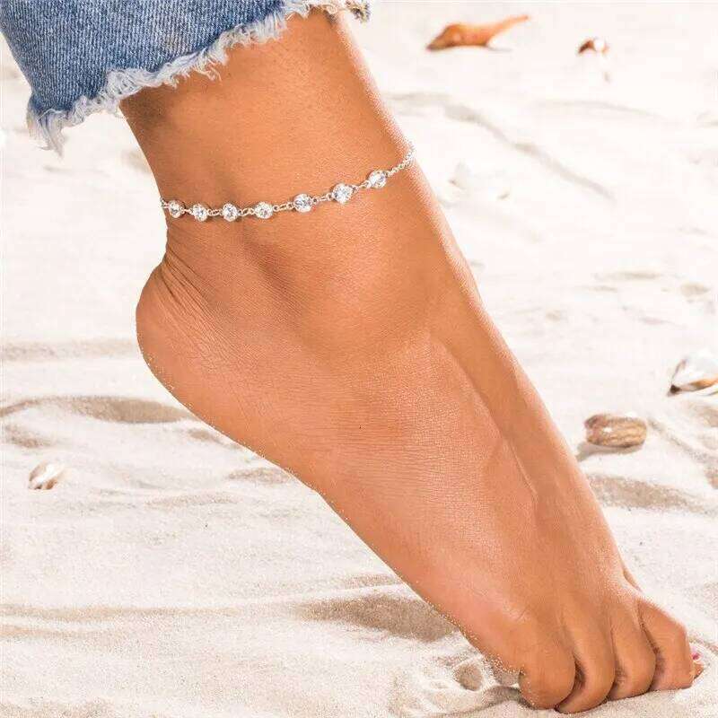Adjustable Heart Shap Pendant Chain Women's Anklets Silver Gold Color Luxury Bracelet on Leg Accessories Party Fashion Jewelry