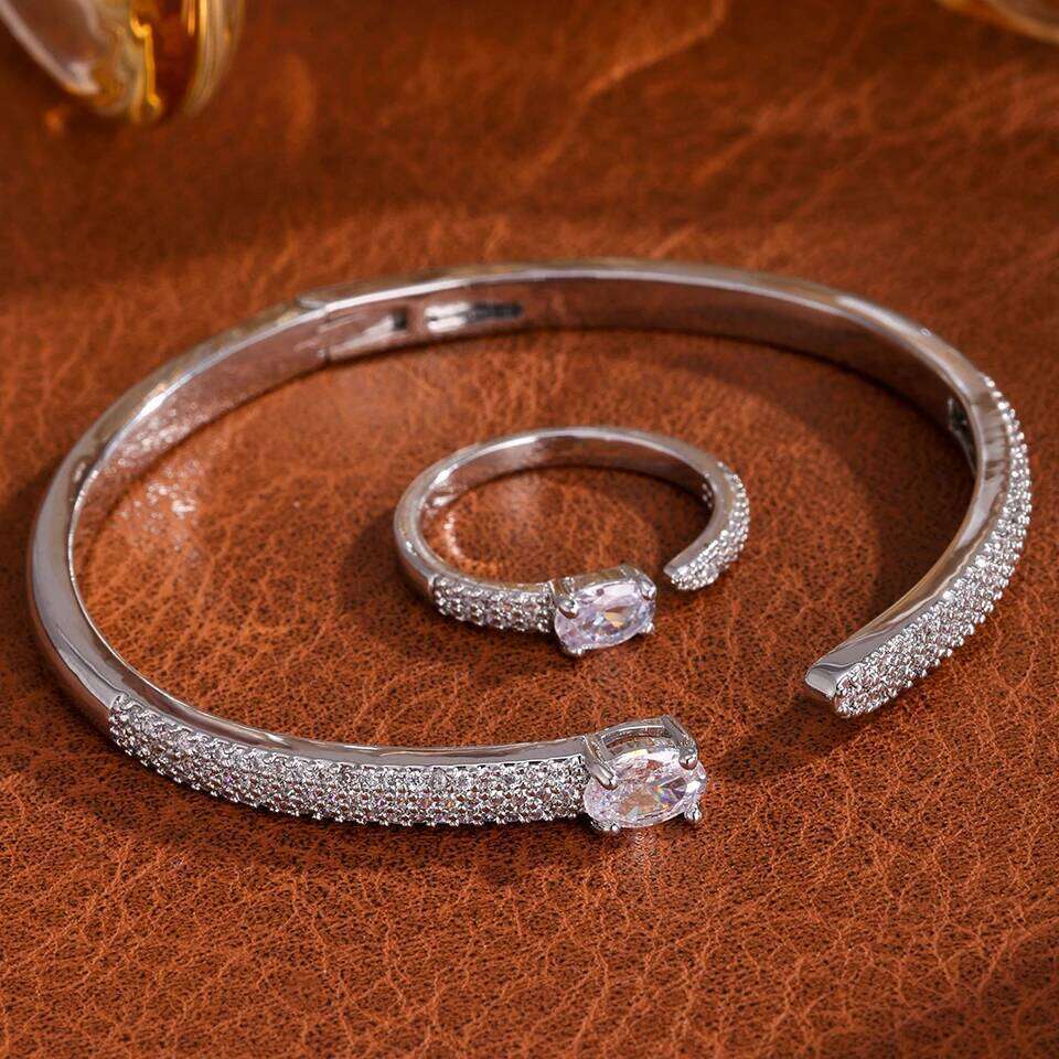 ZAKOL New Original Design Large Zircon Inlaid Open Bracelet Ring Trendy Fashion Valentine's Day Jewelry Gifts