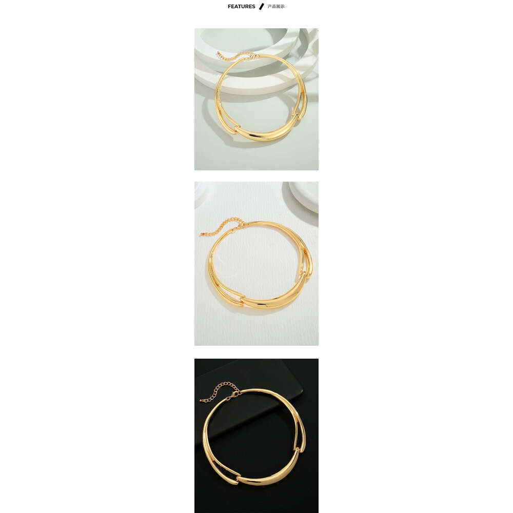 Women's Gold Collar Necklace High-End Style Thick Choker Unique Niche Accessories gold Fashion