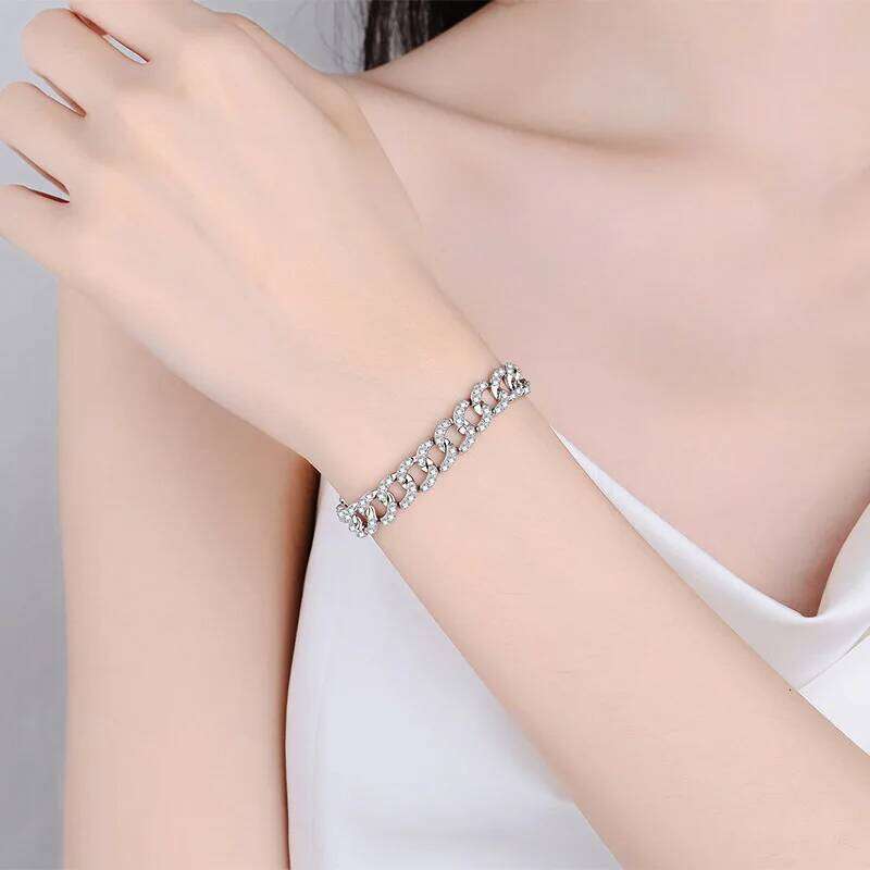 18K men and women couple full moissanite universal pt950 gold bracelet 4ed