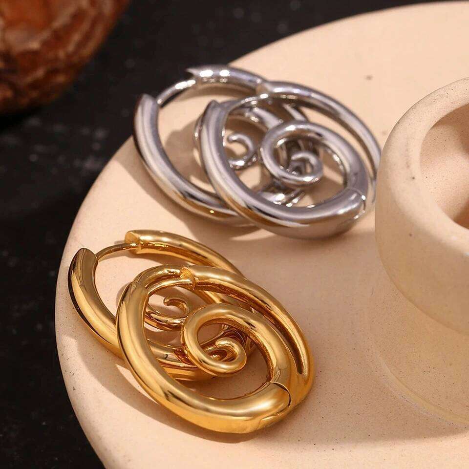 ZAKOL Personalized Mosquito Coil Shaped Stainless Steel Hoop Earring for Women Punk Spiral Circle Ear Accessories Jewelry Gift