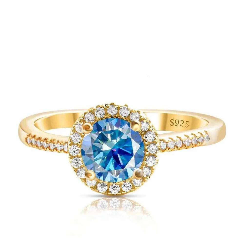1 Ct Moissanite Ring For Women Solid 925 Silver 18k gold yellow Plated Luxury Wedding Female Jewelry With Certificate Gift 043