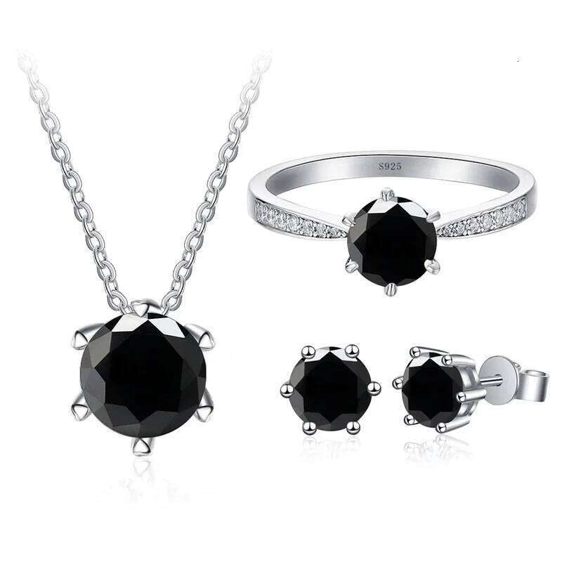 Classic Wedding Jewelry Sets For Women 1Carat Moissanite Diamond S925 Silver Necklace Earrings Ring Gifts With GRA 9aa