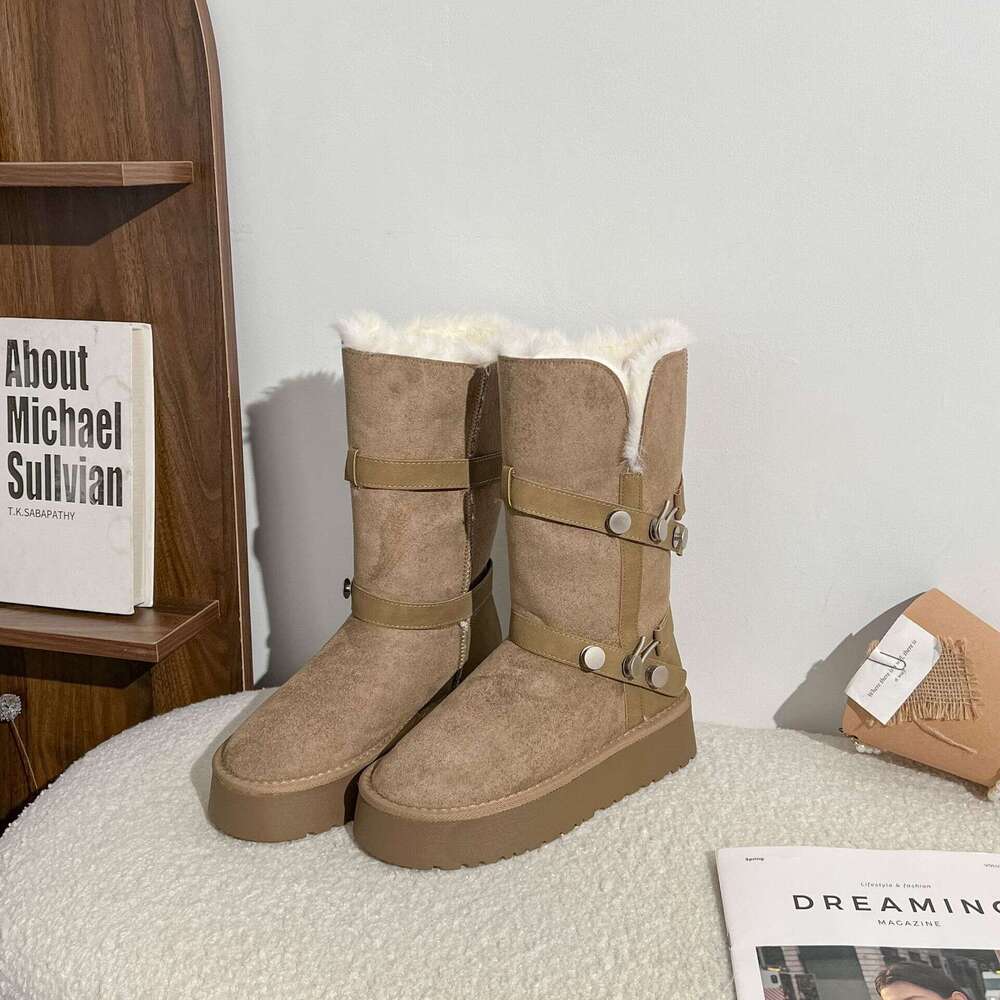 Women's Snow Boots with Fleece Lining, Thickened Winter Warm 2025 New Fashion Thick Sole Mid-Calf Boots, Comfortable for Outdoor Wear