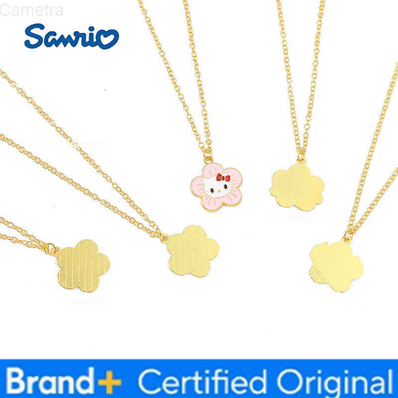 Sanrio Flower Pom Purin Cinnamoroll Melody Kuromi Cartoon Pendant Necklace Clavicle Chain for Male Female Students H251229