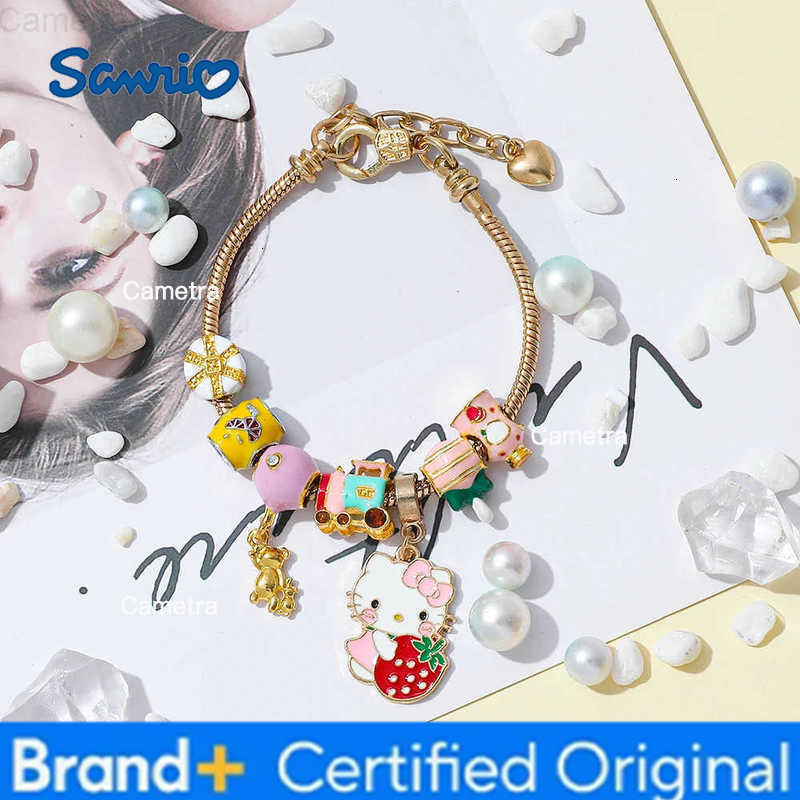 Sanrio Hello Kitty Anime Figure DIY Bracelet Fashion Sweet KT Cat Jewelry Accessory for Friends Holidays Cartoon Gift H251229