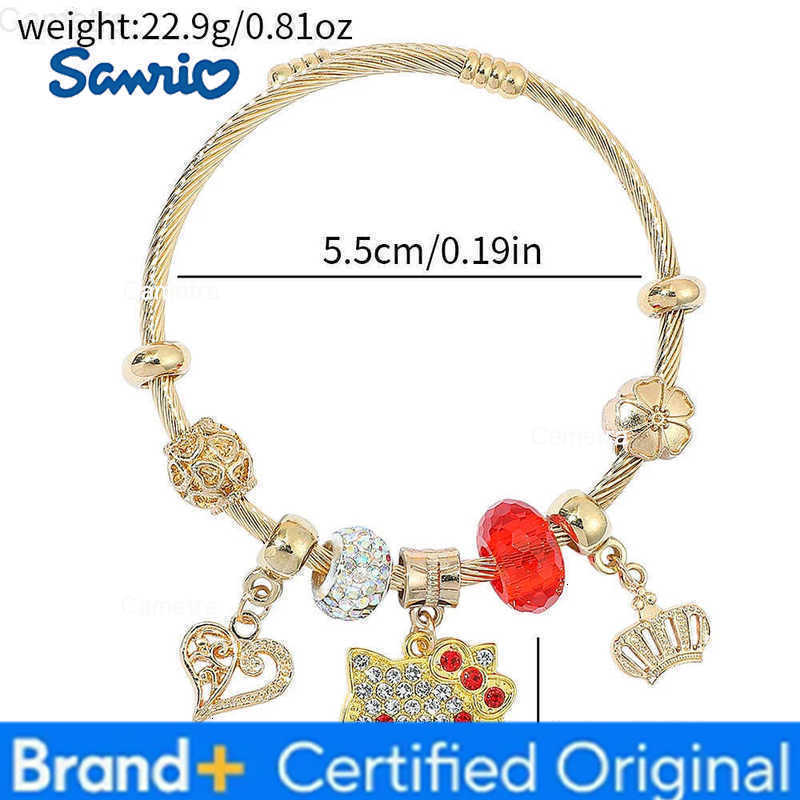 Sanrio Hello Kitty Rhinestone Bracelet Creative Cartoon KT Cat Head Portrait Pendant Bangle - Friend Jewelry Unique Gift H251229